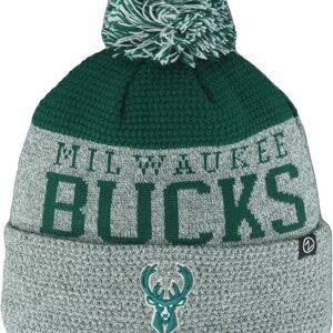 NBA Milwaukee Bucks Dark Green and Gray Knit Pom Beanie
